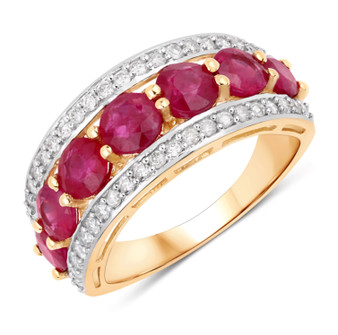 ruby and diamond 14k yellow gold band ring