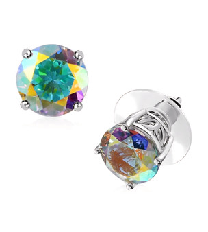 mercury mist topaz 9mm round stud earrings in rhodium over sterling silver