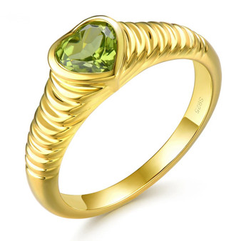 peridot 6mm heart bezel solitaire ring in 18k yellow gold over sterling silver