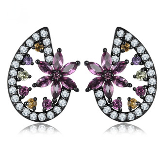 rhodolite garnet and multi gemstone earrings in black rhodium over sterling silver