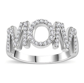 mothers day gift mom moissanite band ring in rhodium over sterling silver