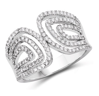 white diamond openwork band ring in solid 14k white gold