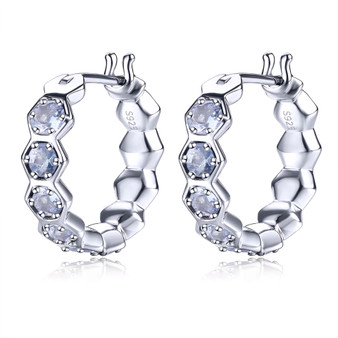 tanzanite honeycomb hoop earrings in rhodium over sterling silver