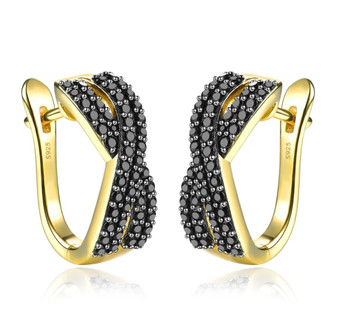 Black Spinel Earrings in 18K Yellow Gold over Sterling Silver 0.50ctw