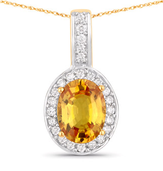 Orange-sapphire-diamond-halo-14-yellow-gold-pendant-necklace-stock-GGE827