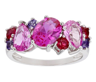lab ruby lab pink and purple sapphire ring in rhodium over sterling silver