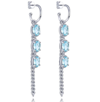 natural gemstone interchangeable earrings in rhodium over sterling silver