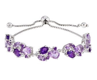 rose de france amethyst amethyst and topaz bolo bracelet in rhodium over sterling silver