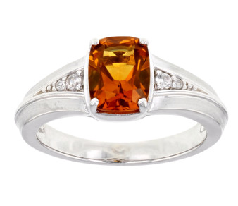 madeira citrine and zircon gents ring in rhodium over sterling silver