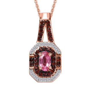 mahenge pink spinel brown and white zircon pendant necklace in 18k rose gold and black rhodium over sterling silver