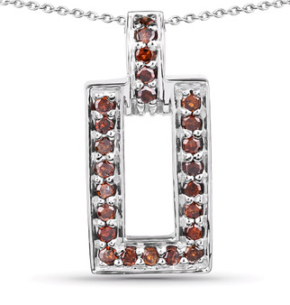 red diamond rectangle pendant necklace in rhodium over sterling silver