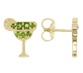 margarita glass stud earrings in 18k yellow gold over sterling silver