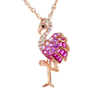flamingo pendant necklace in 18k rose gold over sterling silver