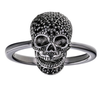 black spinel ring in black rhodium over sterling silver