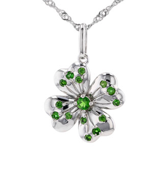 four leaf clover pendant necklace in rhodium over sterling silver
