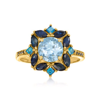 blue topaz sapphire and london blue topaz halo ring in 18k yellow gold over sterling silver