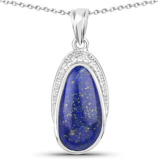 lapis lazuli and white topaz pendant necklace in rhodium over sterling silver