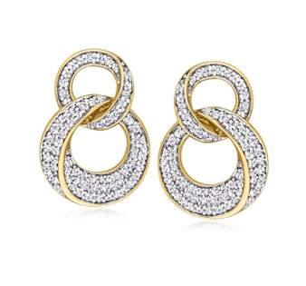 diamond circle earrings in 14k yellow gold