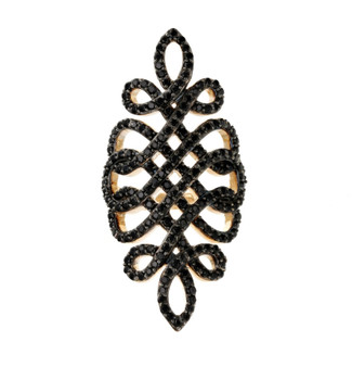 black spinel openwork cluster ring in 18k yellow gold over sterling silver