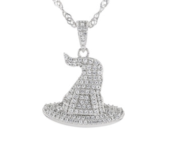 witch hat lab sapphire pendant necklace in rhodium over sterling silver