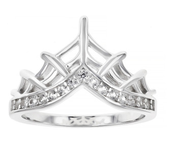 spider web lab white sapphire chevron stackable ring in rhodium over sterling silver