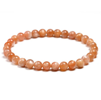 round natural peach moonstone beaded stretch bracelet 6 8 or 10mm