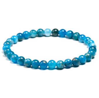 round natural blue apatite beaded stretch bracelet 6 8 or 10mm