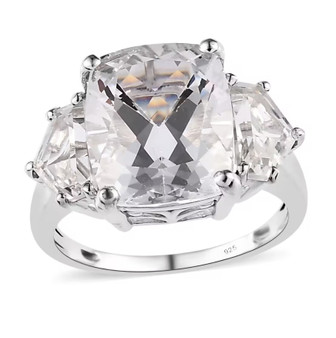 white topaz trilogy ring in rhodium over sterling silver
