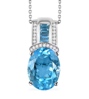 sky blue topaz and white zircon pendant necklace in rhodium over sterling silver