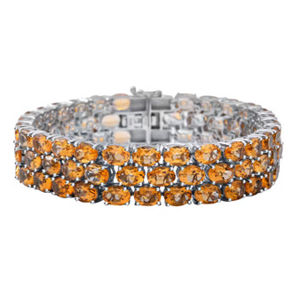 citrine triple row tennis bracelet in rhodium over sterling silver front