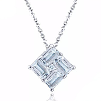 Aquamarine Pendant Necklace in Rhodium over Sterling Silver 2.05ctw