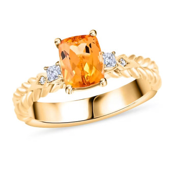 imperial topaz and diamond ring in solid 10k yellow gold