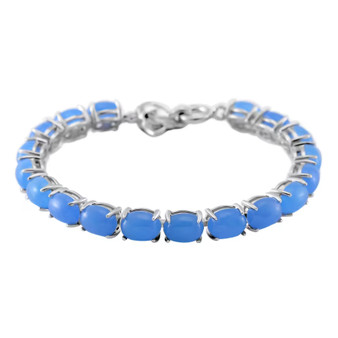 elephant and blue jade tennis bracelet in rhodium over sterling silver
