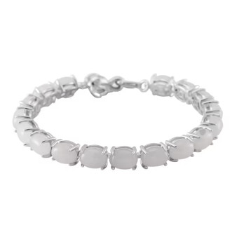 elephant and white jade tennis bracelet in rhodium over sterling silver