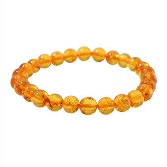 natural baltic amber round beaded stretch bracelet