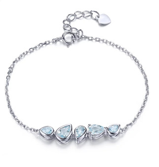 aquamarine bracelet in rhodium over sterling silver