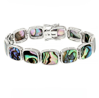 abalone shell bracelet in rhodium over sterling silver