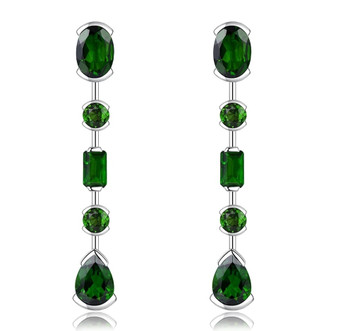 chrome diopside or garnet dangle earrings in rhodium over sterling silver