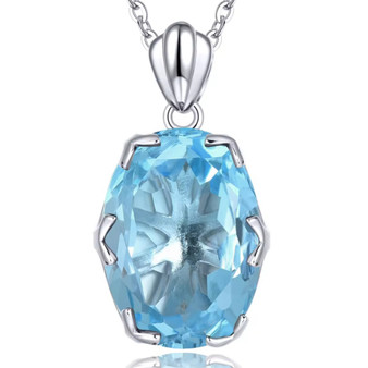 sky blue topaz solitaire pendant necklace in rhodium over sterling silver