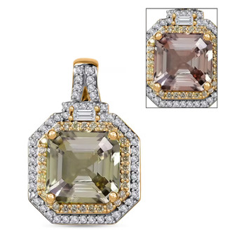 turkizite yellow and white diamond pendant necklace in 14k yellow gold