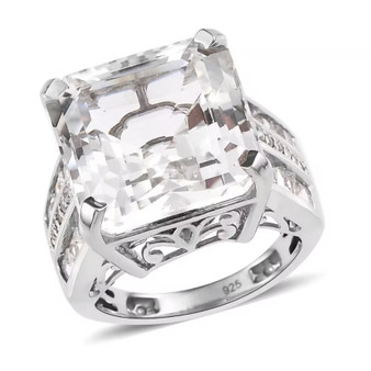 white topaz ring in rhodium over sterling silver