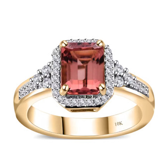 pink tourmaline and diamond ring in 10k rose gold