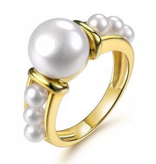 freshwater pearl 18k yellow gold over sterling silver ring front