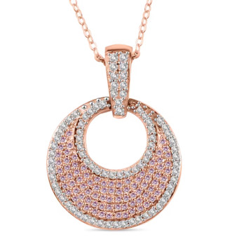 pink diamond and white diamond pendant necklace in 18k rose gold over sterling silver