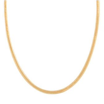 6mm herringbone chain necklace in 18k yellow gold over sterling silver
