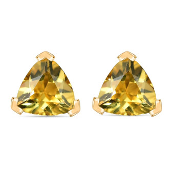 heliodor trillion stud earrings in 18k yellow gold over sterling silver