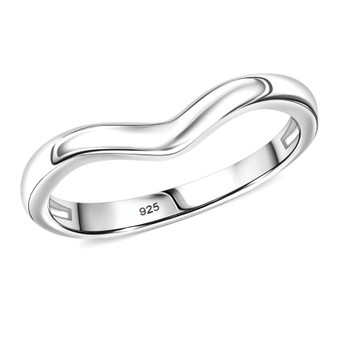 chevron band ring in rhodium over sterling silver