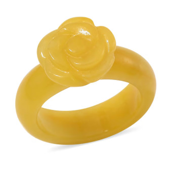 yellow jadeite jade solid carved rose ring