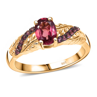 rhodolite garnet ring in 18k yellow gold and black rhodium over sterling silver