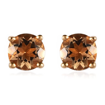 scapolite 5mm round stud earrings in 18k yellow gold over sterling silver